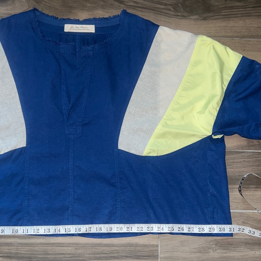 Free People Beating Hearts Pullover Windbreaker Top Navy combo XS - Picture 7 of 16